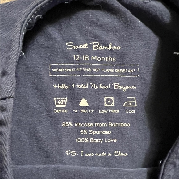 Sweet Bamboo Navy and Gray Kids One Piece 12-18 months - Picture 3 of 6